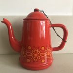 Vintage theepotje emaille rood