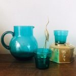 vintage glazen waterkaraf turquoise