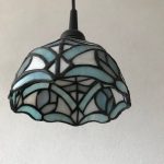 tiffany lampje glas in lood blauw vintage