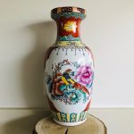 vintage chinese vaas met vogel