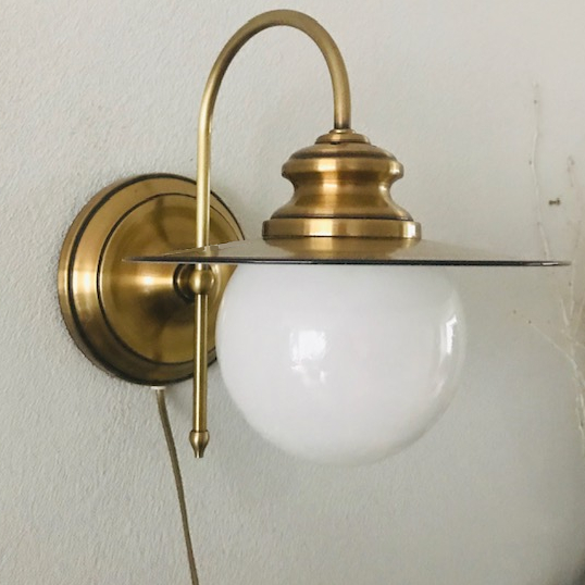 vintage wandlamp messing schotel massive retro