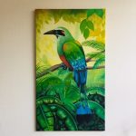 schilderij vogel groen geel ibiza boho