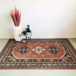 vintage tapijt roze grafisch boho oudroze blauw