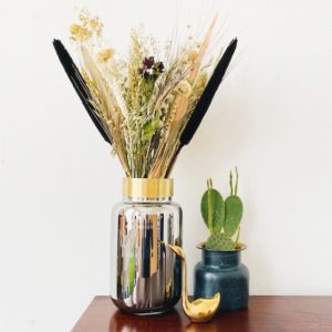 Gouden droogbloemen boeket Gold inclusief vaas