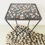 mozaiek tafeltje zwart rood vintage
