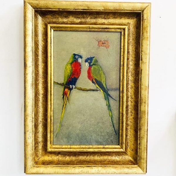vintage olieverfschilderij papagaai