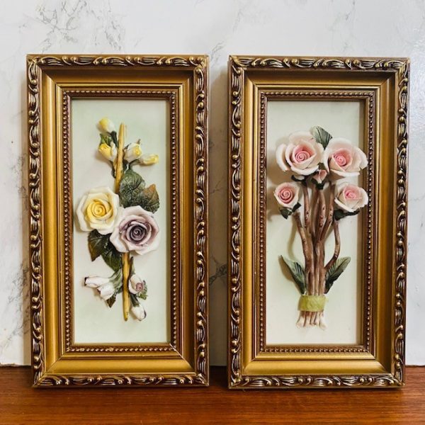 set porseleinen bloemen schilderijtjes Capodimonte