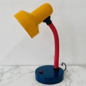 vintage colourblocking bureaulamp geel rood blauw