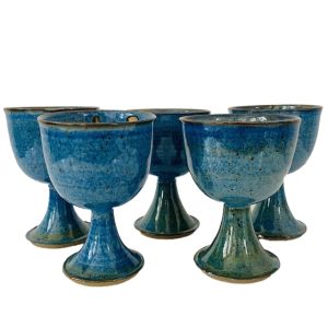wijnglazen keramiek blauw aardewerk