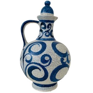 vintage ruscha karaf blauw wit