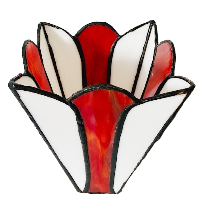 Vintage Tiffany glas vaas rood wit