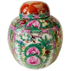 Vintage Chinese Gemberpot Canton Rose porselein