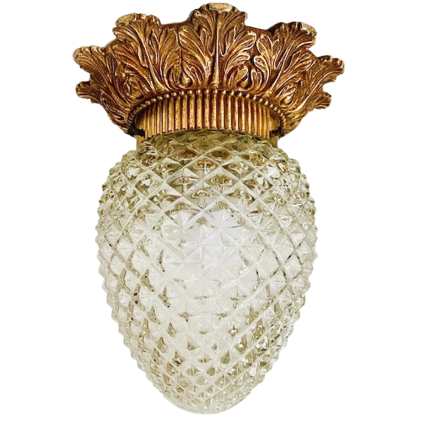 Vintage plafondlamp barok messing goud pineapple