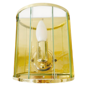 Vintage wandlamp glas goud hollywood regency