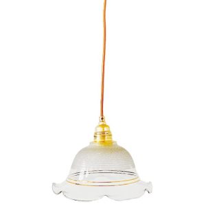 Vintage hanglampje doorzichtig glas goud