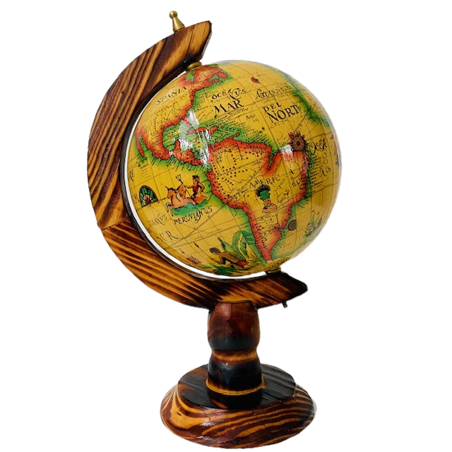 Vintage globe wereldbol hout