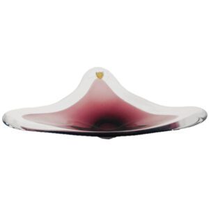 Paarse glazen schaal van Bayel France 1960's