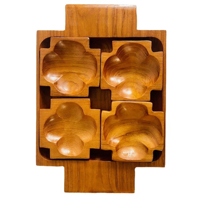 Mid-century teak houten tapas set deens design