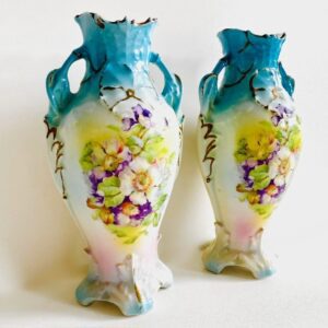 Set Tsjechische Art nouveau vaasjes Czechoslovakia porselein 1920's - Afbeelding 2