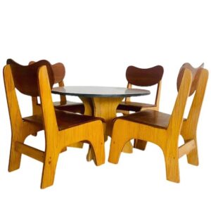 Miniatuur mid-century Deens design eethoek miniatuurmeubelen 1960's