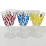 Set vintage VMC France Reims wijnglazen Harlequin