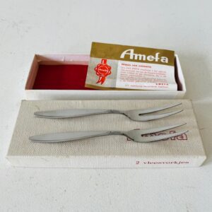 Amefa vleesvorken vintage set RVS