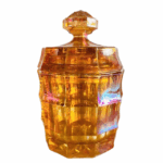 Artdeco carnival kristallen sieradendoos iriserend oranje 1930's