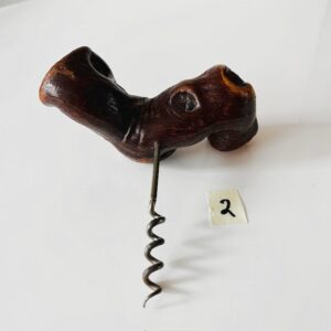 Vintage mid-century Franse kurkentrekker 2 wortelhout wijnrank 1950's