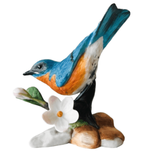 Vintage Franklin Mint Birds and Blossoms vogelbeeldje Eastern Bluebird porselein 1986