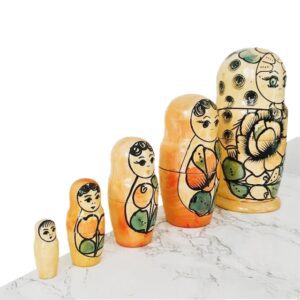 Vintage Russische nestpoppen matroesjka set russian doll handbeschilderd 1960's
