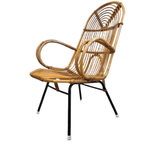 Vintage mid-century Rohé Noordwolde rotan stoel fauteuil 1950's