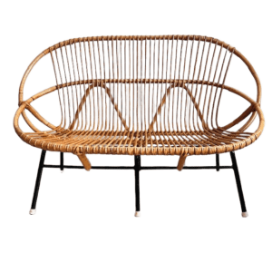 Vintage mid-century rotan sofa bench bankje Rohe Noordwolde 1960's