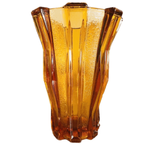 Art Deco Honingkleurige glazen vaas Cubist amber Henri Heemskerk Scailmont 1920's